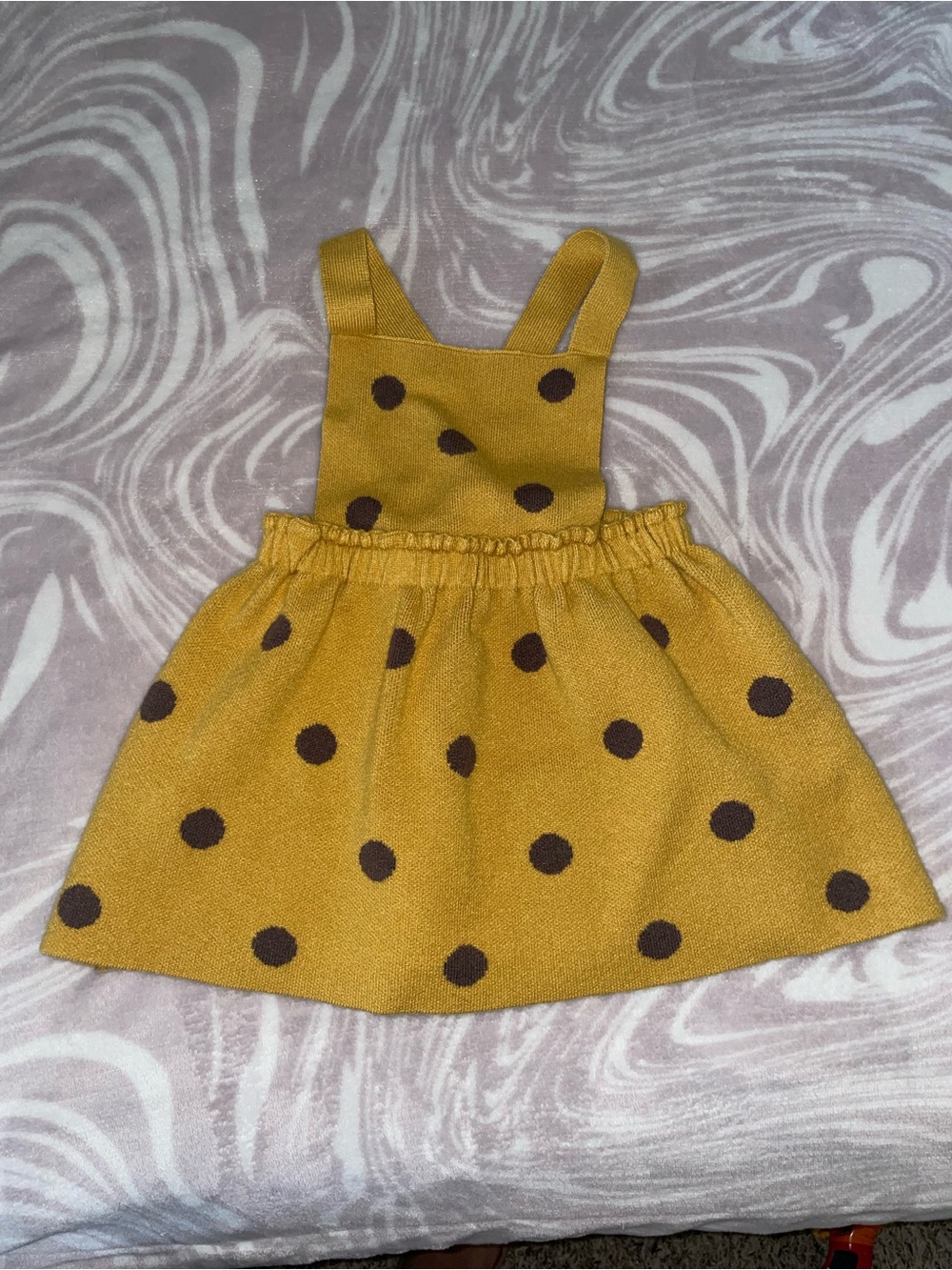 Zara Mustard and Dark Brown Polka Dot Pinafore